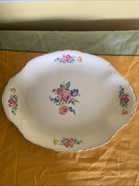 Scio Ohio Pottery 1940s Hazel Floral Ceramic Serving Platter